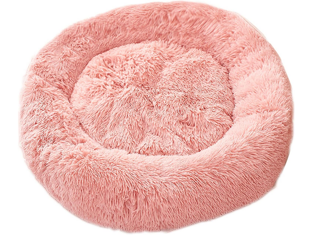 Plīša gultiņa suņiem un kaķiem, 80 cm, rozā