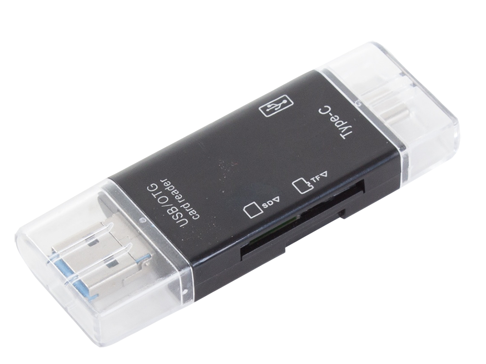 Универсальный кардридер SD MicroSD USB USB-C Micro USB, черный