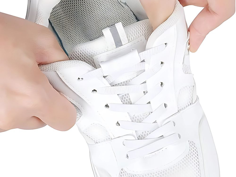 No-Tie Elastic Shoelaces with Metal Lock System 100cm, White