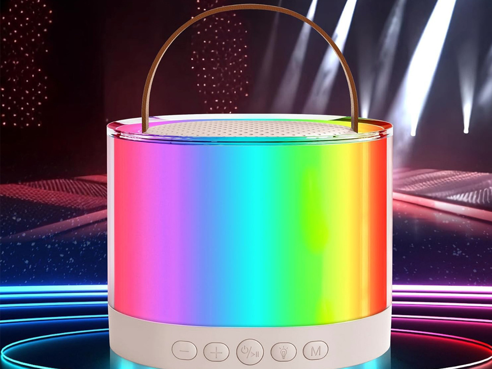 Portable Karaoke Set with 2 Wireless Microphones and RGB Bluetooth Speaker