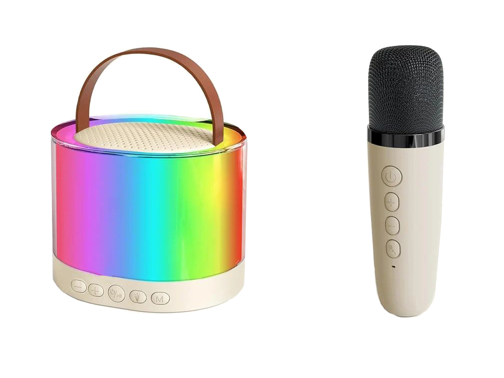 Portable Karaoke Set with 2 Wireless Microphones and RGB Bluetooth Speaker