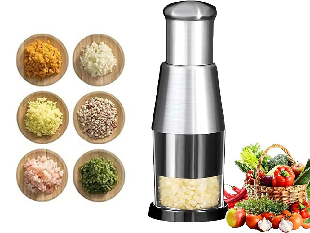 Manual Food Chopper with Rotating Blades for Vegetables and Garlic