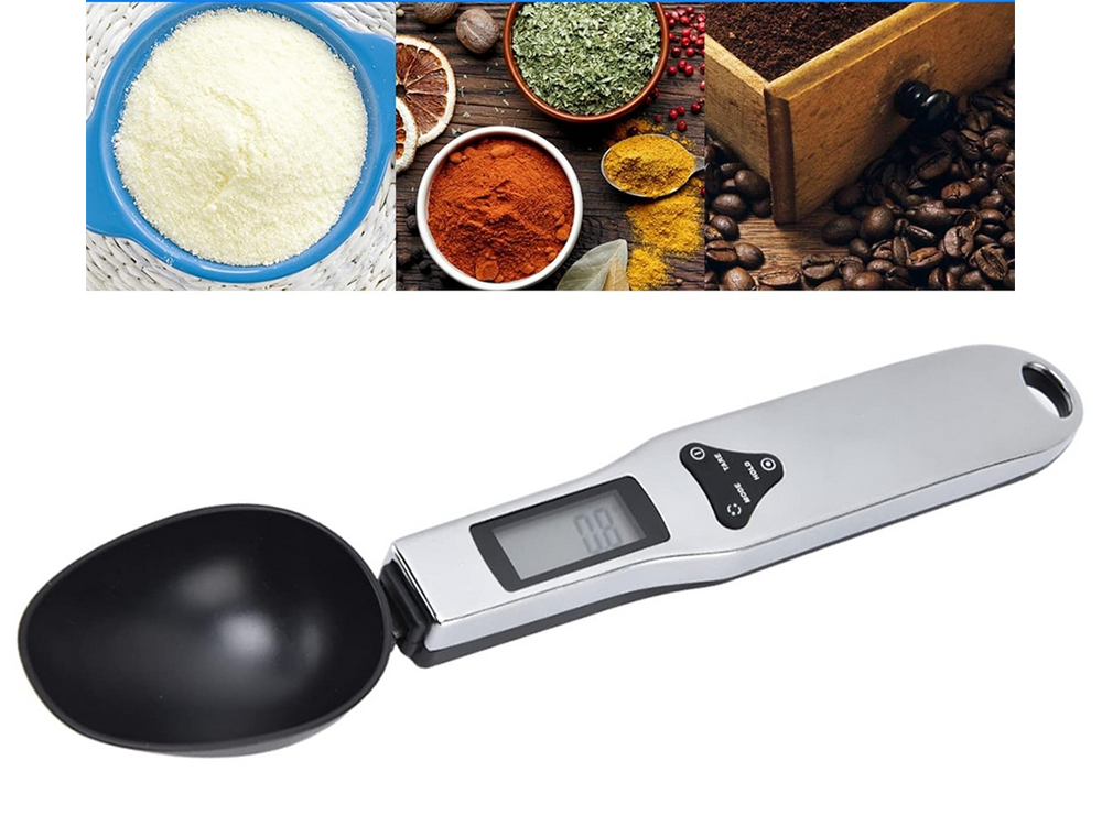 Electronic Kitchen Spoon Scale with LCD Display, 500g, Black