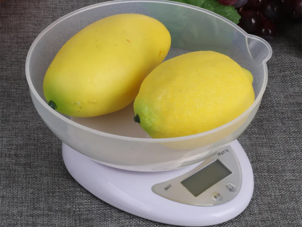 Elektroniskie virtuves svari ar bļodu 5 kg, LCD displejs