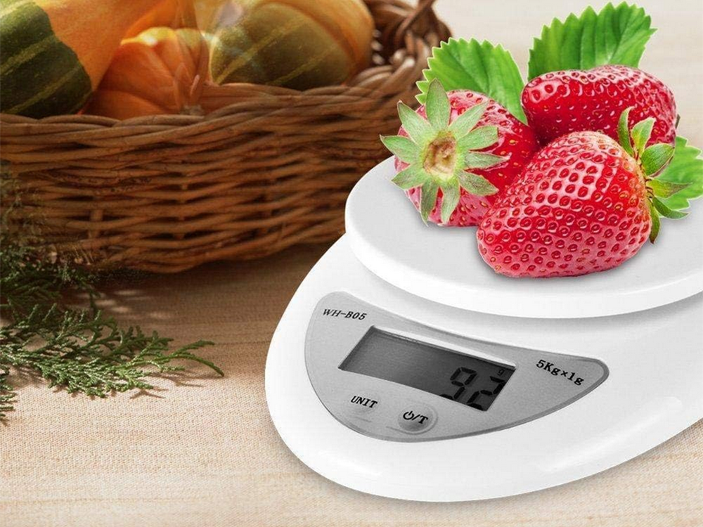 Elektroniskie virtuves svari ar bļodu 5 kg, LCD displejs