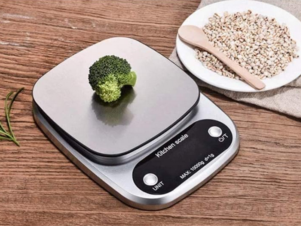 Digital Kitchen Scale with LCD Display, 10kg Capacity 1g Precision, Silver