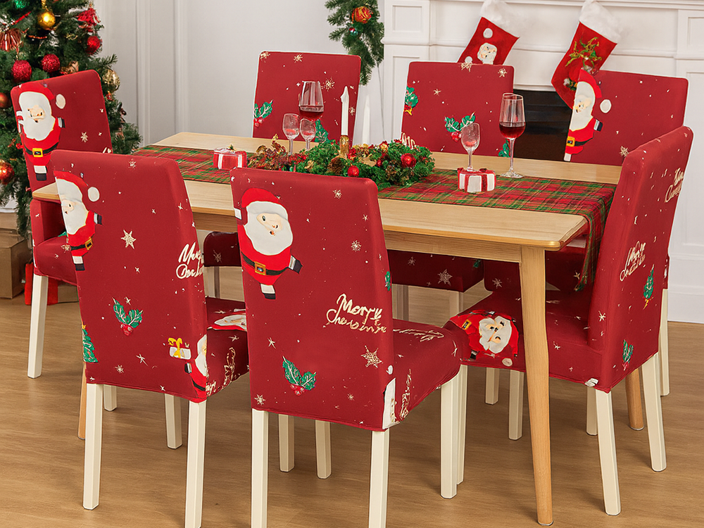 Universal Christmas Santa Claus Chair Cover with Elastic Band