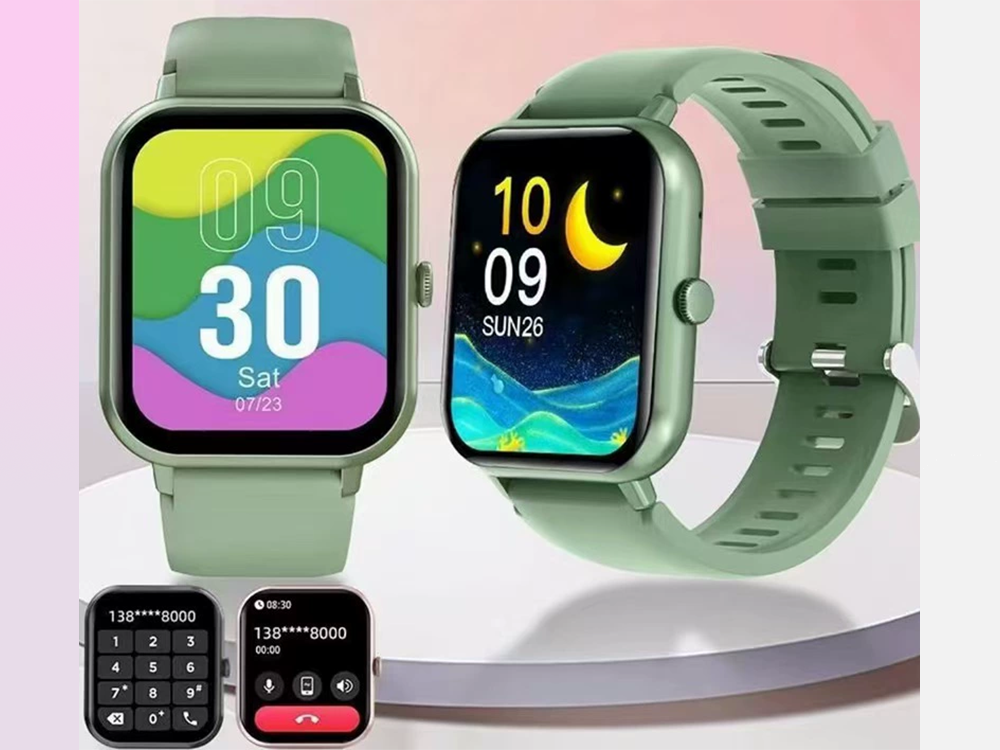 Sport Smartwatch with Bluetooth Calls and Silicone Strap, Green