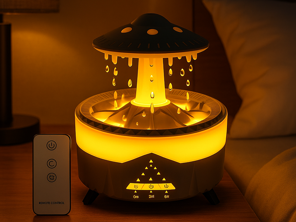 Gaisa mitrinātājs un aroma difuzors NLO ar LED lampu un tālvadības pulti