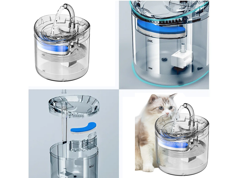 Quiet Automatic Cat Water Fountain Pet Water Dispenser 1.8L