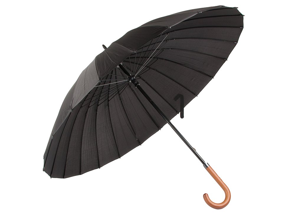 Large Windproof Stick Umbrella with 24 Ribs, Black
