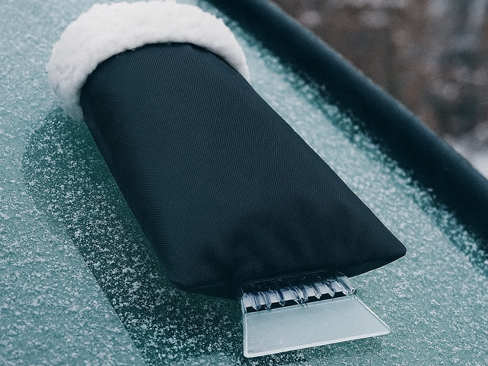 Car Windshield Ice Scraper with Warm Insulated Mitten Glove