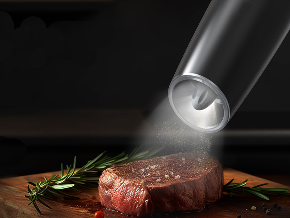 Electric Gravity Salt and Pepper Grinder with Adjustable Grind and LED Light