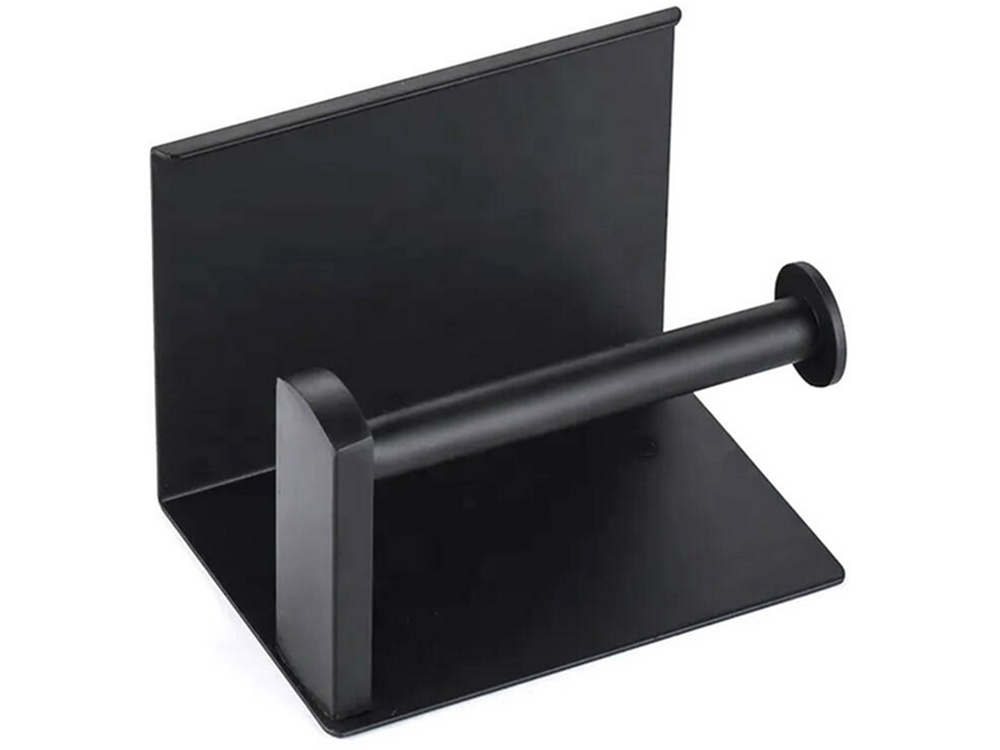 Loft Style Toilet Paper Holder with Phone Shelf, Wall Mounted, Black