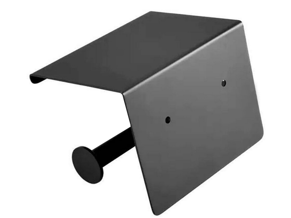 Loft Style Toilet Paper Holder with Phone Shelf, Wall Mounted, Black