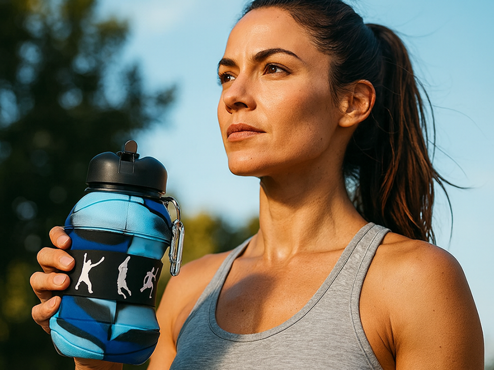 Collapsible Silicone Sports Bottle with Spout, 500ml