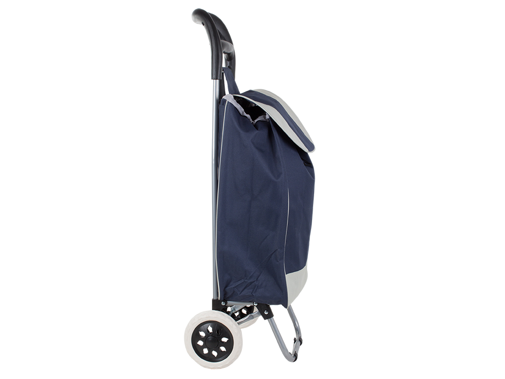 Folding Shopping Cart with Wheels, Heavy Duty Grocery Utility Trolley Bag, Blue