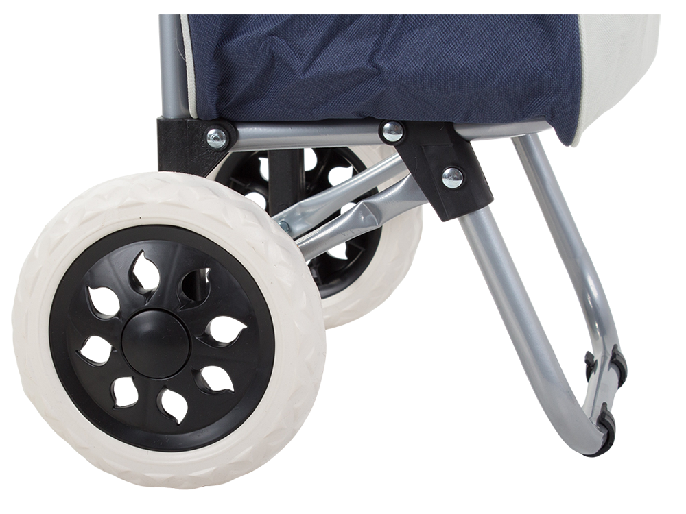 Folding Shopping Cart with Wheels, Heavy Duty Grocery Utility Trolley Bag, Blue
