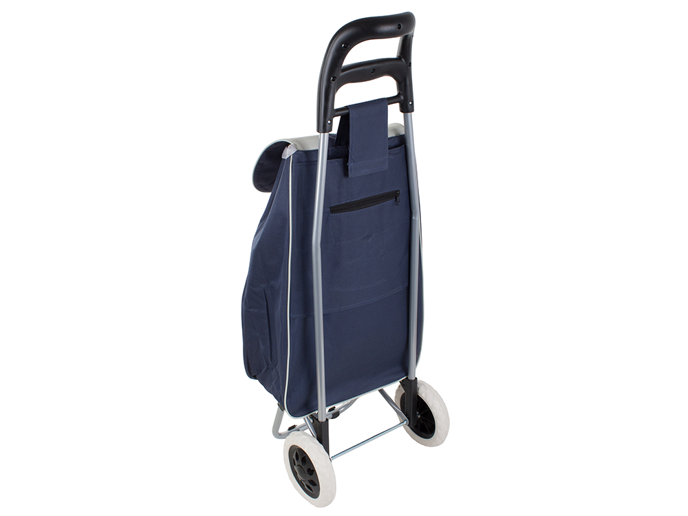Folding Shopping Cart with Wheels, Heavy Duty Grocery Utility Trolley Bag, Blue