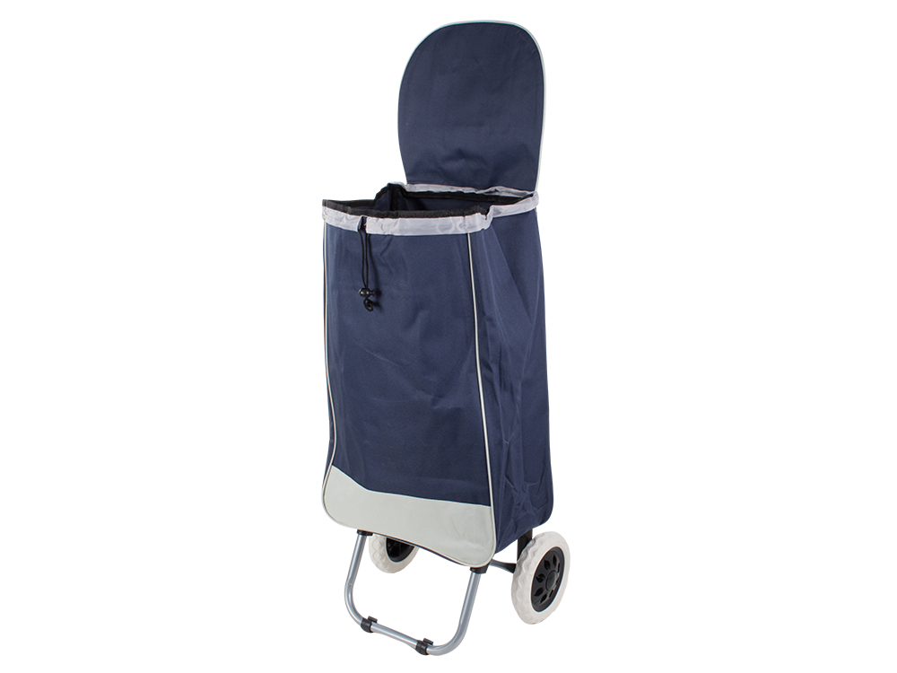 Folding Shopping Cart with Wheels, Heavy Duty Grocery Utility Trolley Bag, Blue