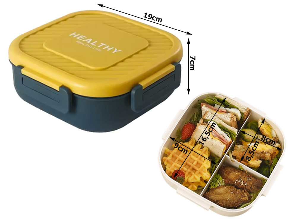 Bento Lunch Box with 3 Compartments and Utensils for Adults & Kids, Leakproof, green