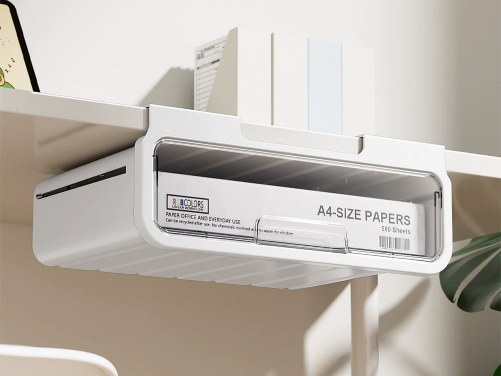 Izbīdāma atvilktne zem galda, biroja organizators, balta