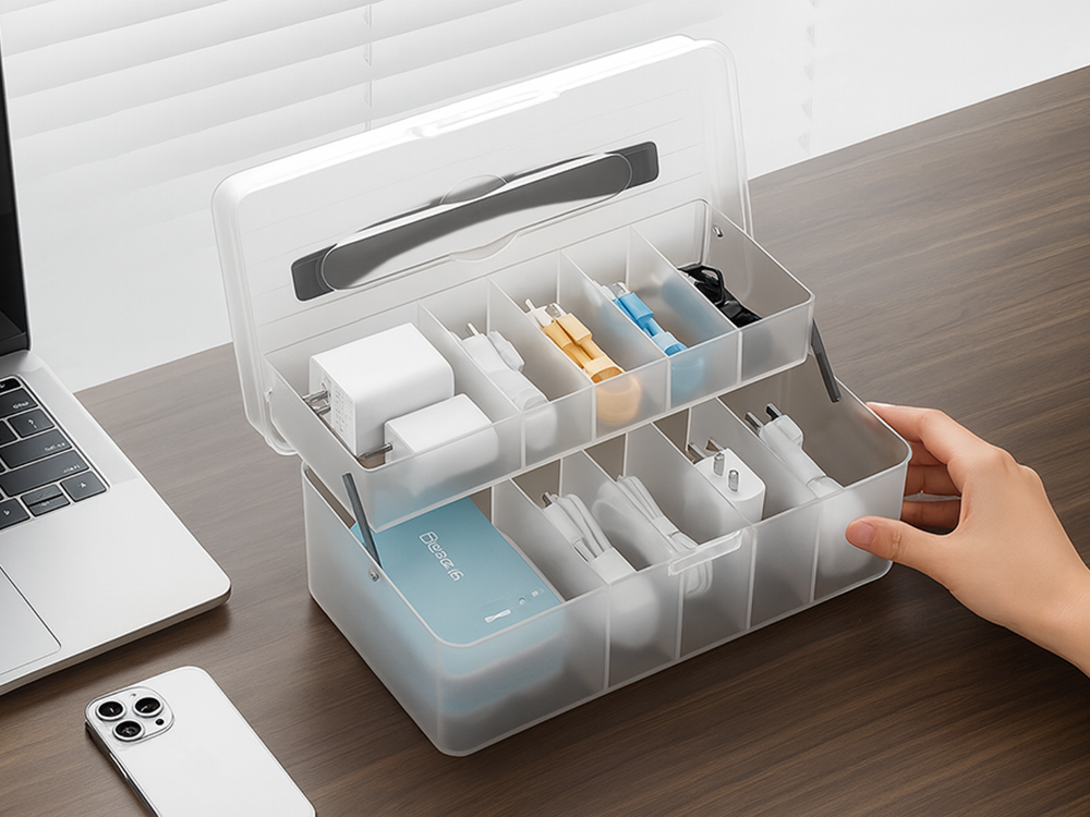Multipurpose Organizer Box for Cables, Electronics, and Fishing Tackle