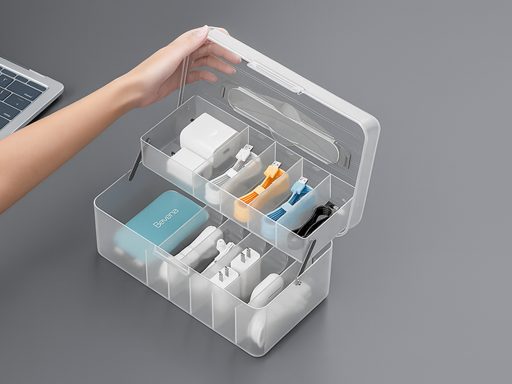 Multipurpose Organizer Box for Cables, Electronics, and Fishing Tackle