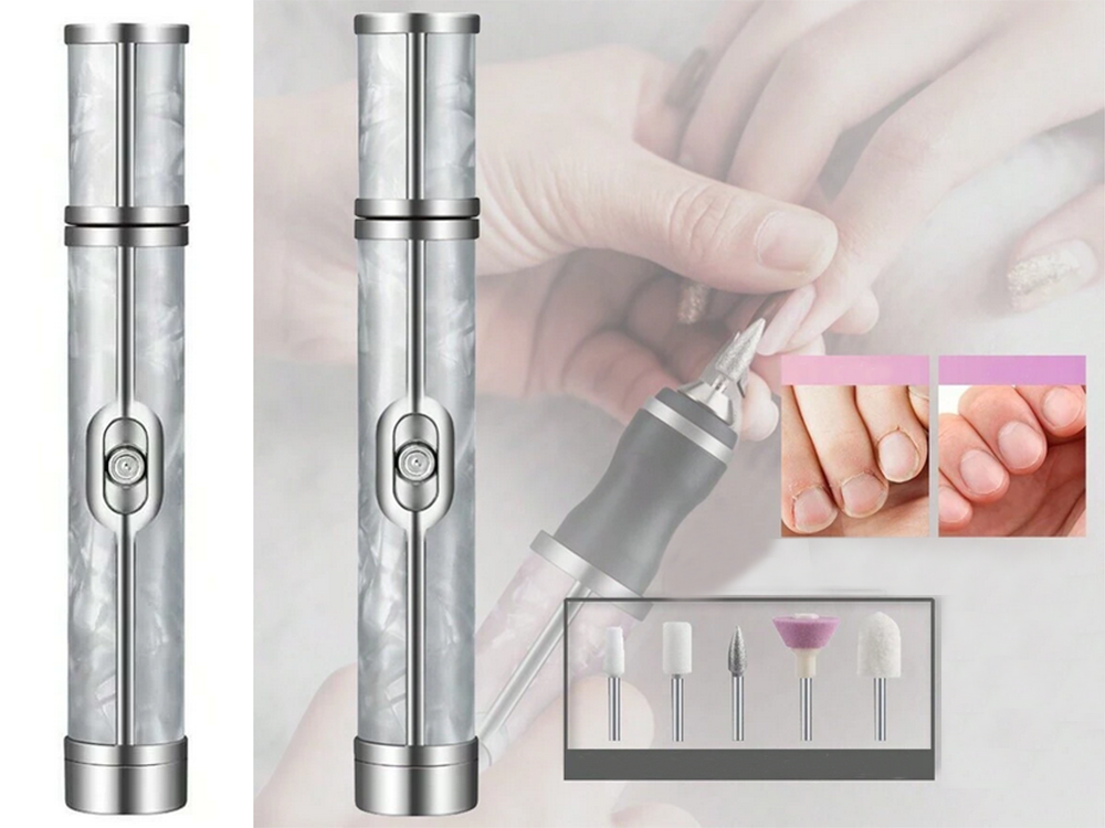 Electric Nail Drill for Manicure and Pedicure with Bit Set, Rechargeable USB, White