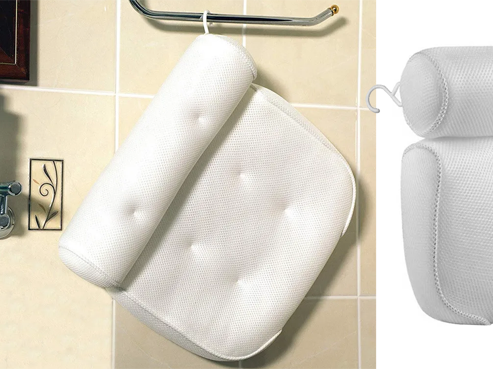 Bath Pillow with Suction Cups for Tub, Soft Spa Headrest for Neck and Back Support