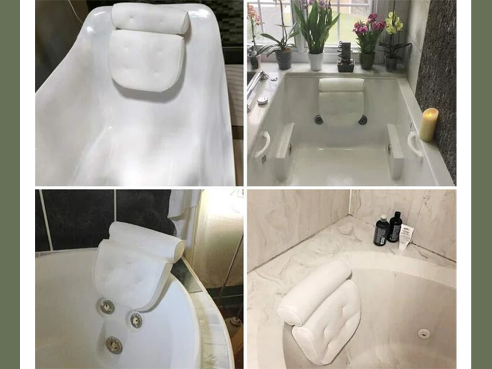 Bath Pillow with Suction Cups for Tub, Soft Spa Headrest for Neck and Back Support