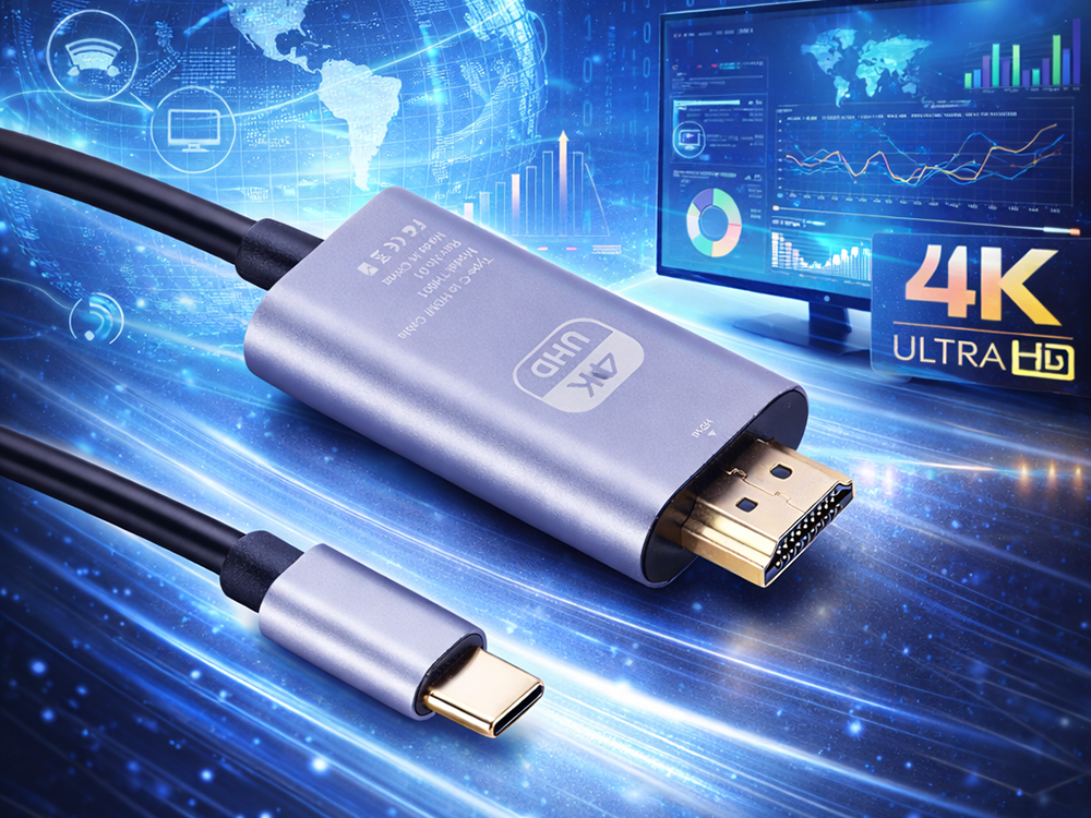 Кабель USB-C на HDMI 4K 60Hz, адаптер-переходник Type-C для ноутбука 1.8м
