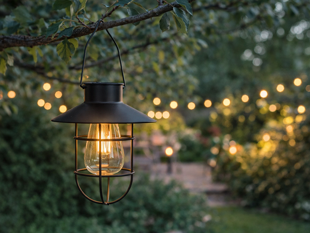 Hanging Solar Garden Light with Dusk to Dawn Sensor, Waterproof Vintage Outdoor Lantern