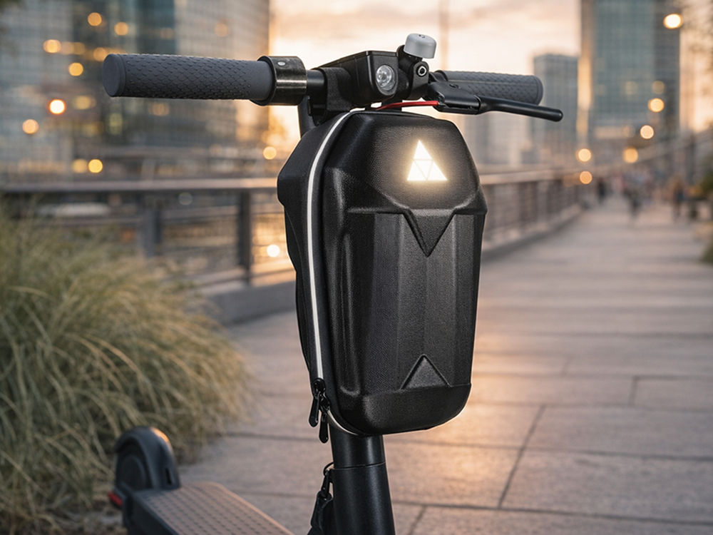 Waterproof Electric Scooter Handlebar Bag, Hard Shell Storage Pouch with Reflector