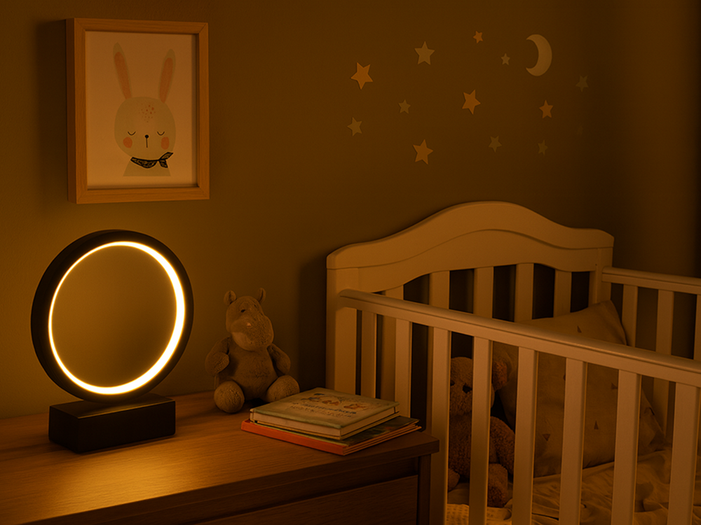 Dimmable LED Ring Table Lamp with 3 Color Modes and Brightness Control, Black