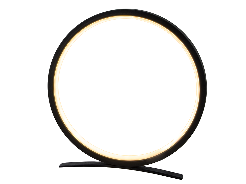 Modern LED Ring Table Lamp with Adjustable Color Temperature and Brightness, Black