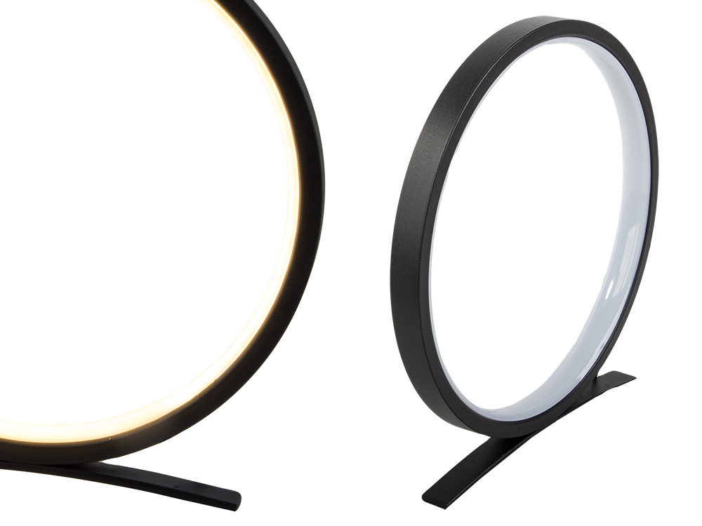 Modern LED Ring Table Lamp with Adjustable Color Temperature and Brightness, Black
