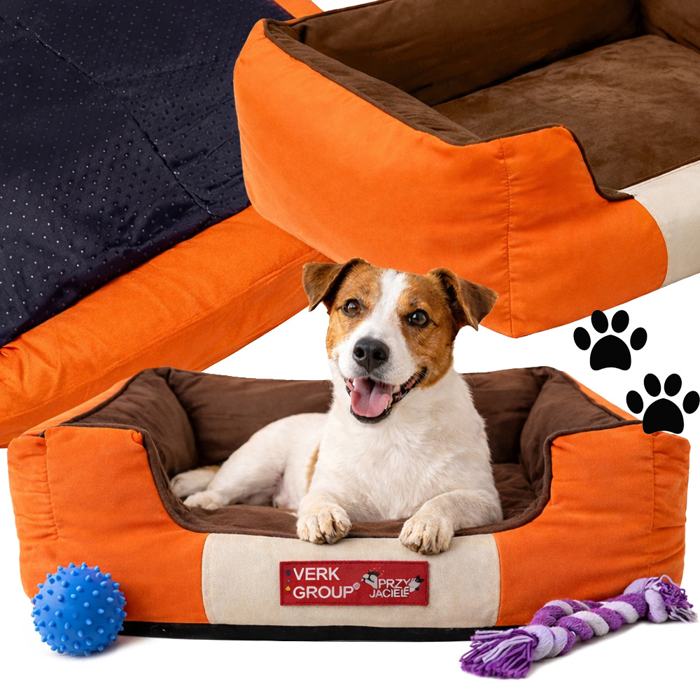 Comfortable Pet Bed for Small Dogs and Cats with Non-Slip Bottom, Size S, Orange
