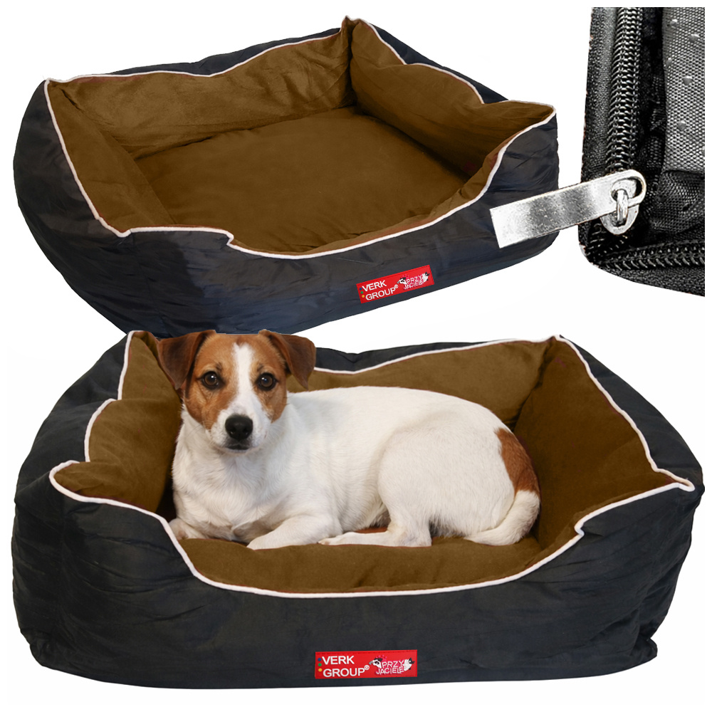 Mīksta velūra suņu gulta vidējiem suņiem ar noņemamu, mazgājamu pārvalku