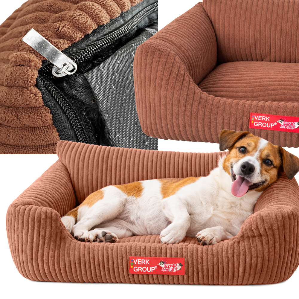 Вельветовая лежанка для собак и кошек M, мягкая с бортиками,...