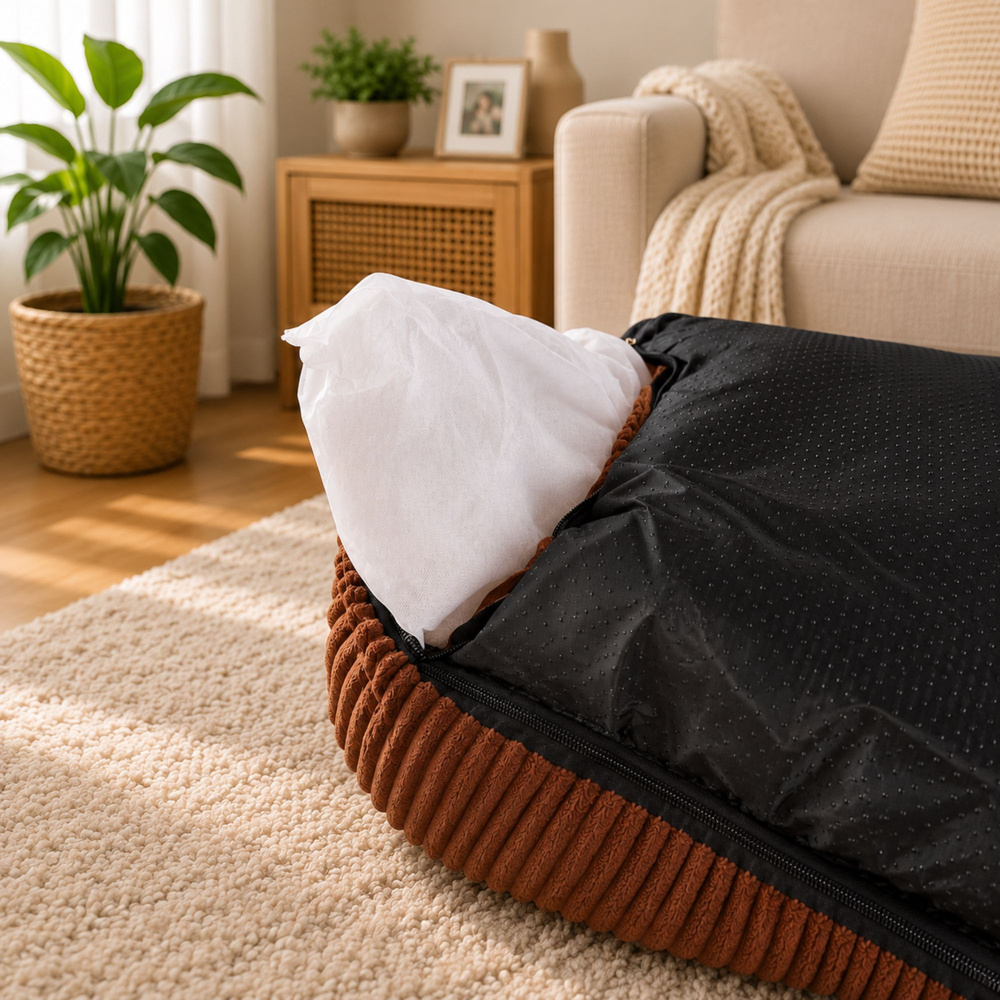 Soft Corduroy Dog and Cat Bed M (60x45cm), Brown