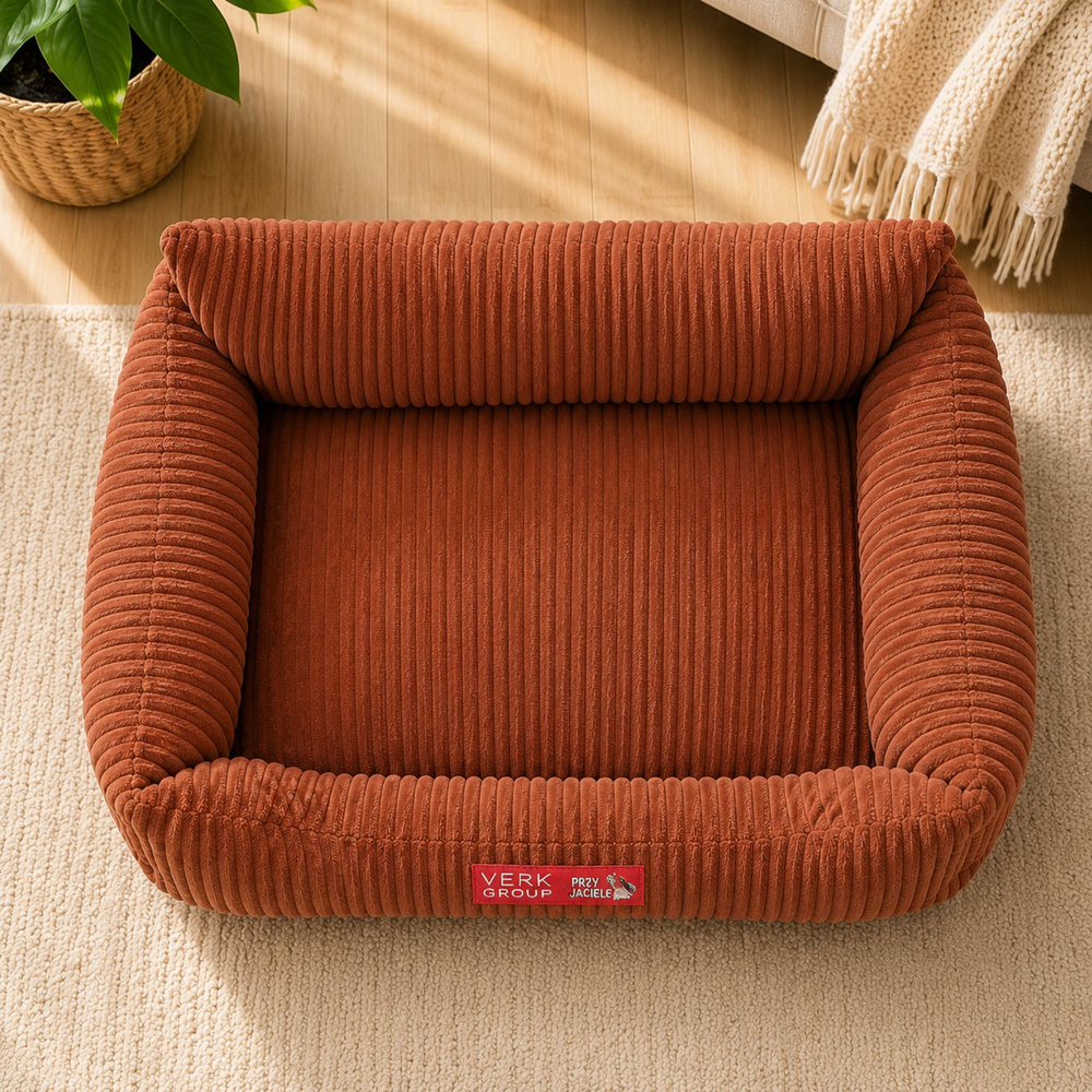 Soft Corduroy Dog and Cat Bed M (60x45cm), Brown