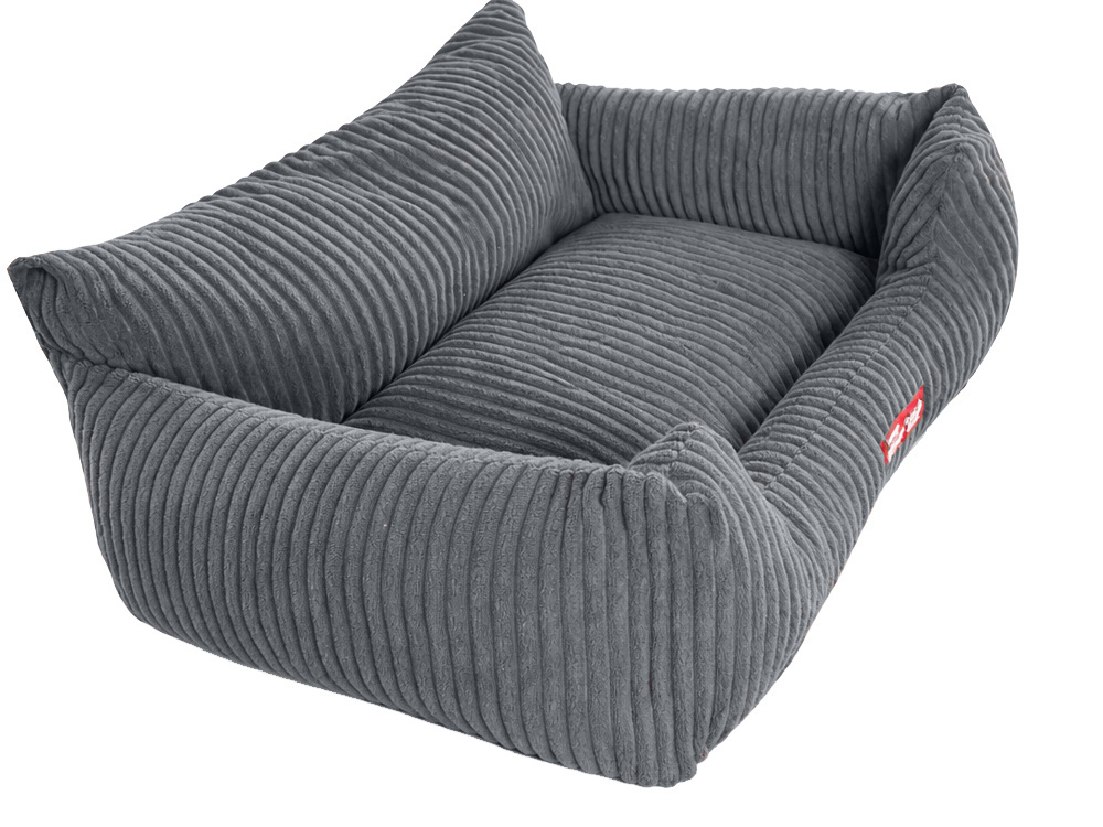 Soft Corduroy Dog Bed for Small Dogs and Cats with Non-Slip Bottom, M, Dark Gray