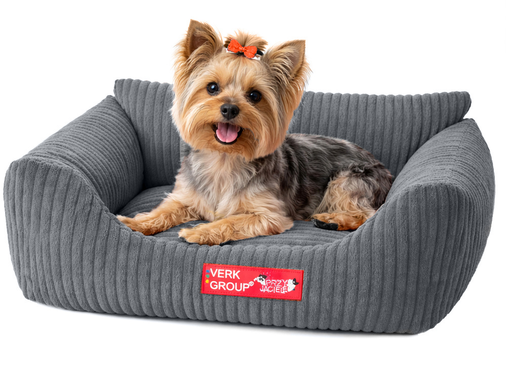 Soft Corduroy Pet Bed for Small Dogs and Cats S, Non-Slip Washable, dark gray
