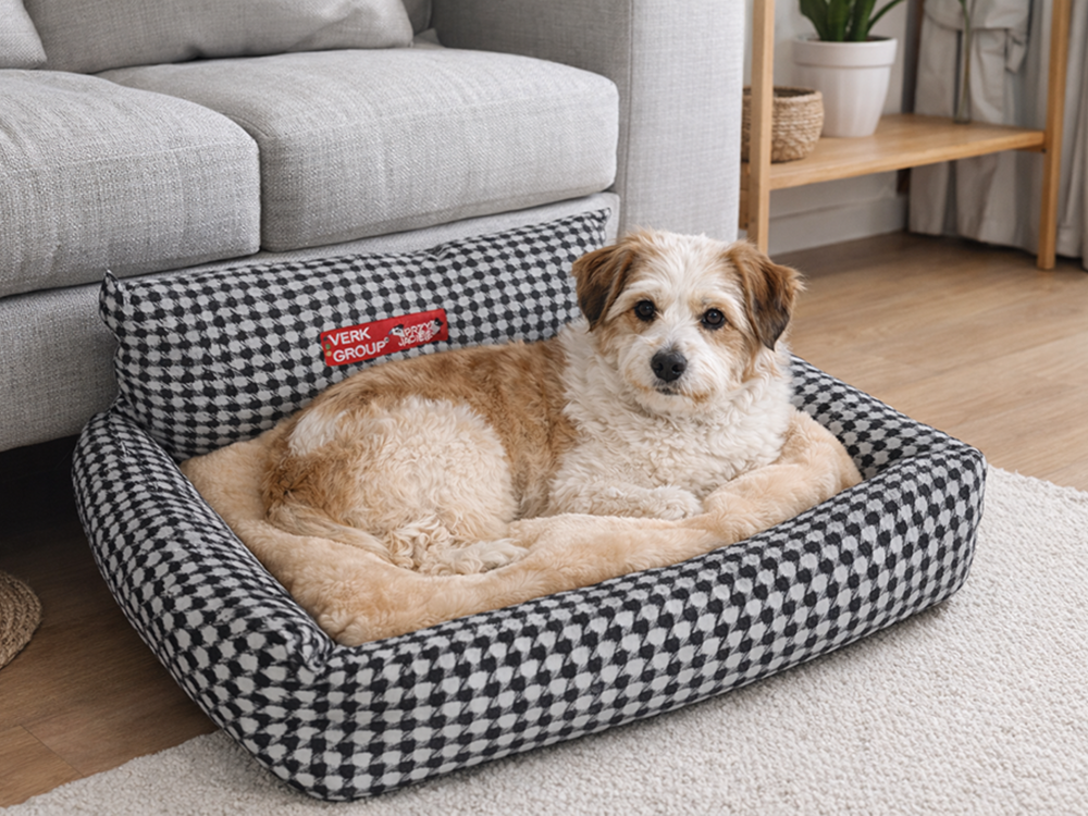 Soft Plush Pet Bed for Small and Medium Dogs, Comfortable Calming Lounger with Non-Slip Base
