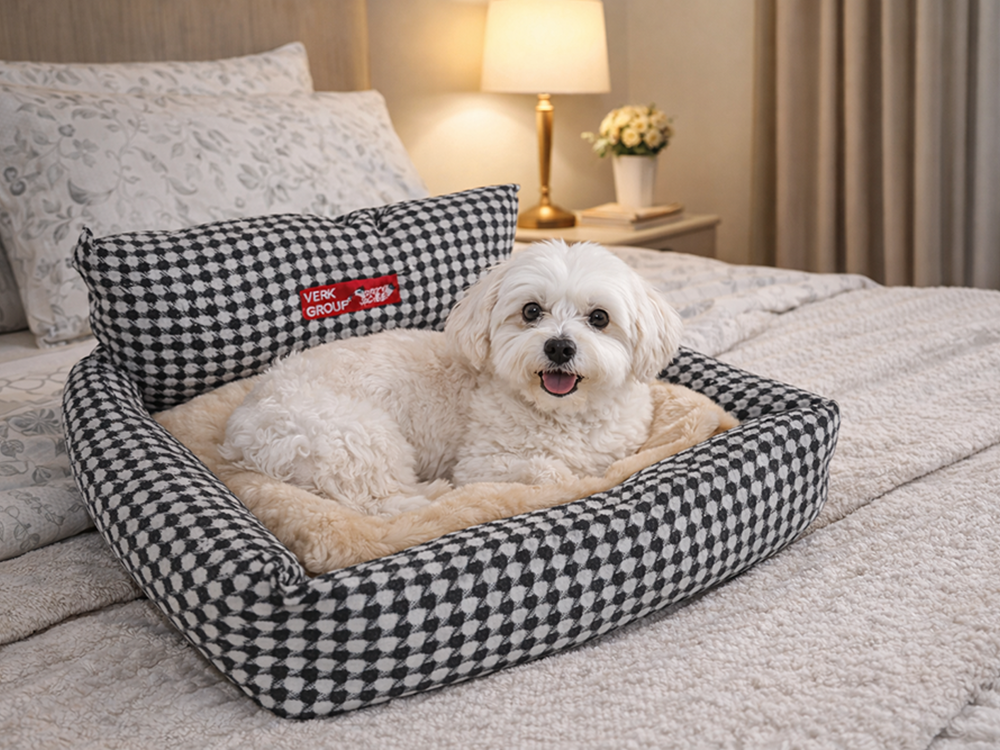 Soft Plush Pet Bed for Small and Medium Dogs, Comfortable Calming Lounger with Non-Slip Base