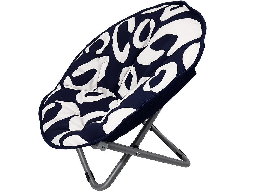 Kids Folding Moon Chair for Camping and Garden, Navy Blue