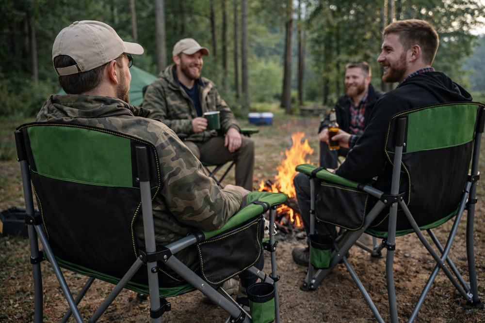 Folding Fishing and Camping Chair with Cup Holder, Green