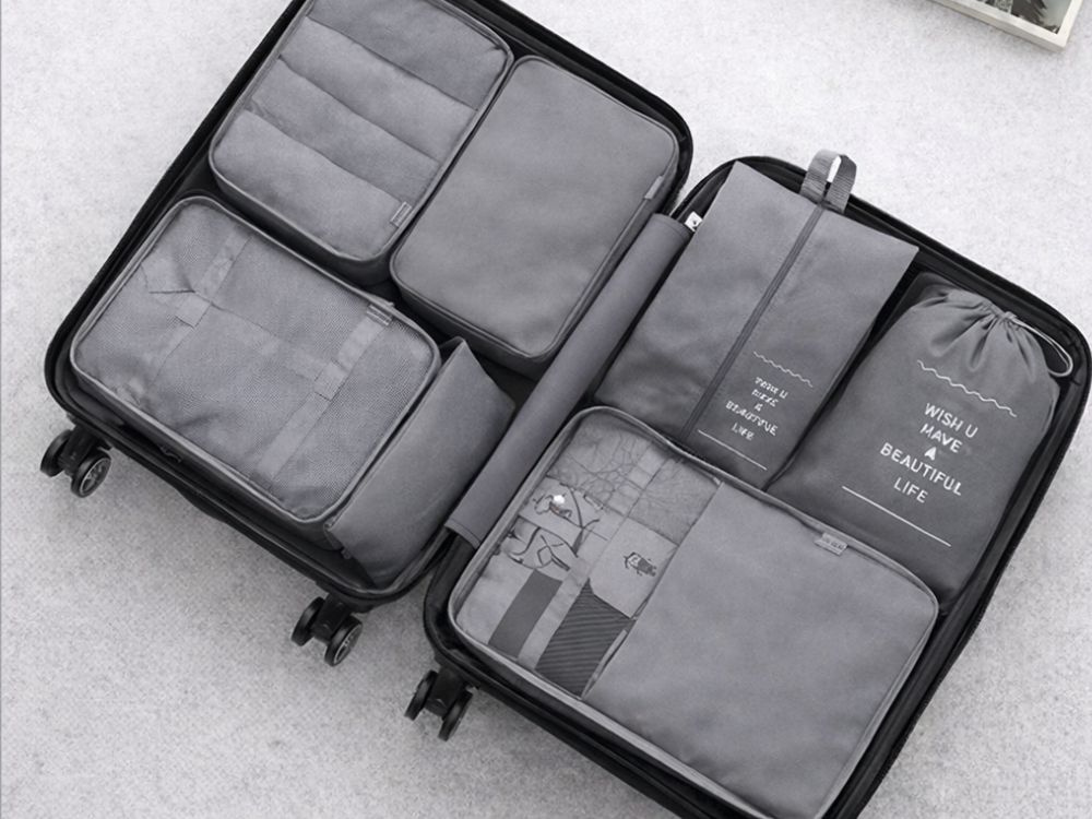 7-Piece Packing Cubes Set for Suitcase and Travel Luggage, Grey