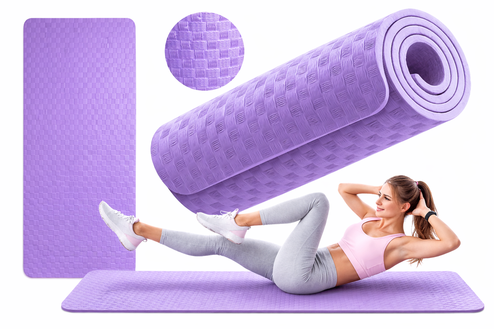 Thick Yoga and Pilates Exercise Mat 180x60cm, Purple